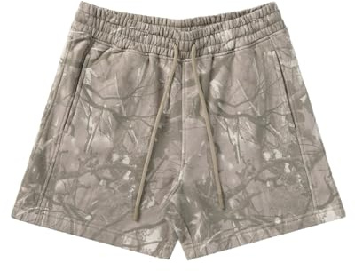 BOOMLEMON Mens Mesh Graphic Print Shorts Fashion Designer Workout Shorts Retro Casual Cool Streetwear Short Pants(Tree Camo Grey M)