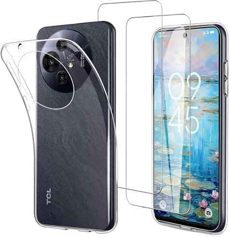 JDXHFF Cover Compatibile con TCL 50 NxtPaper 5G / TCL 50 Pro NxtPaper 5G (6.8) e 2 Pezzi Pellicola Protettiva in Vetro Temperato - Trasparente Morbido Silicone Custodia Protettivo TPU Case Clear