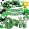 YEJIKJ Fussball Deko Geburtstag Kinder, Fußball Party Dekorationen Partygeschirr Set, Fussball Partygeschirr Pappteller, Pappbecher, Servietten für 16 Gäste, Mädchen Junge Mottoparty Grün Folienballon