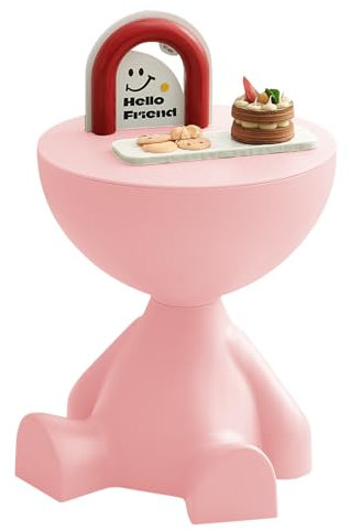 SURFOU Beistelltisch fürs Wohnzimmer, Mini Couchtisch mit Stauraum, Couch Tisch Rund, Beistelltische Tischchen Sofatisch Nachttisch Schlafzimmer Modern Wasserdicht & Langlebig (Rosa)