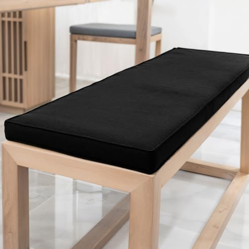 YFHT Bankauflage 60x40x5cm waschbares Bankkissen aus Leinen mit Rutschfester Unterseite und Paspel, Sitzkissen für Gartenbank, Terrasse, Innen Fensterbank, Flurbank, Rattanstühle usw