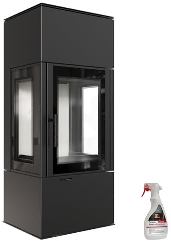 KRATKI Thor View Kaminofen 8 kW – freistehend mit Panoramascheibe – Wirkungsgrad 83%, BImSchV 2 – Holzofen mit TERMOTEC-Auskleidung, Ø150 mm Rauchrohr, EEK A