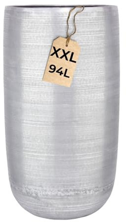 Marrakesch XXL Aluminium Blumenkübel Bodenvase 71 cm Hoch Silber Matt | Pflanzentopf Blumensäule 94 L groß rund für Outdoor Indoor | Blumentopf Blumentöpfe Camiel für Garten Balkon & Wohnzimmer