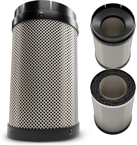 Aktivkohlefilter Dunstabzugshaube - EVOAIRE Universal-Filter für jede Abzugshaube - Nachfüllbarer Kohlefilter [3 Jahre haltbar] Aktivkohle-Fettfilter geräuschreduzierend für den Dunstabzug (150 mm)