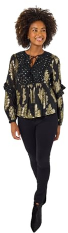 Joe Browns Women's Neck Tie Jacquard Top Blouse