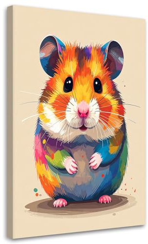 Feeby Wandbilder - Bilder für Jugendliche - Bunte Hamster Haustiere - 40x60 1tlg - Kinderzimmmer - Foto Geschenk - Leinwand Wall Art - Wand Deko