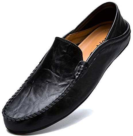 Unitysow Mocassini Uomo Pelle Estivi Pantofole Casual Eleganti Slip On Scarpe da Guida Scarpe da Barca Classic Loafers Nero 42EU