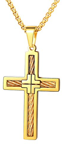 FaithHeart Kreuzanhänger Halskette für Herren Damen Frauen Goldener Kreuz Anhänger Halskette Geschenke für Neujahr