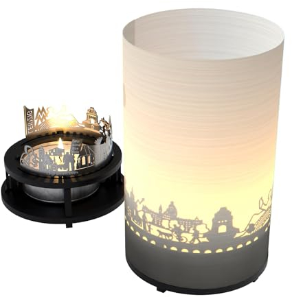 Leipzig Premium Geschenkbox: Magisches Schattenspiel der Stadt Leipzig - Silhouette & Skyline Motivkerze für Leipzig Fans - Souvenir & Andenken