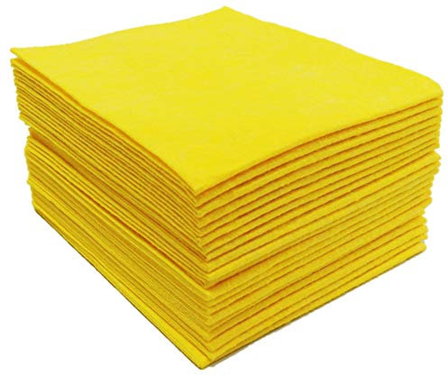 Unbekannt 50 Stück Gelbe Allzweck Reinigungstücher, 38cm x 38cm, Haushalt & Gewerbe, 80% Viskose, 20% Polypropylen