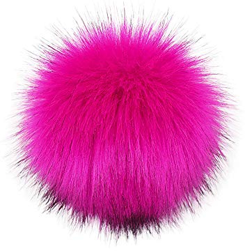 TUDUZ DIY Kunstpelz Pom Poms Ball mit Druckknopf/Gummiband Abnehmbarer Flauschiger Kunstfell Bommel Pompon für Mützen und Beanies Schuhe Schals Tasche Zubehör(A-10)