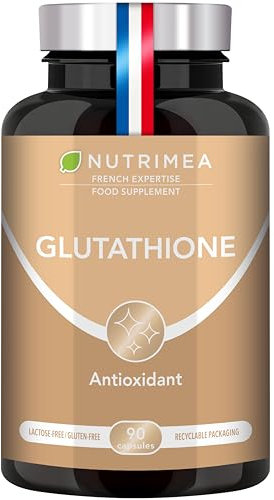 Glutathione - Reduced to 98% - Formula with Precursors Including NAC + Vitamin C - Boosts Immunity, Antioxidant, Anti-ageing, Brighter Skin - 90 Vegan Capsules - Nutrimea - Made in France