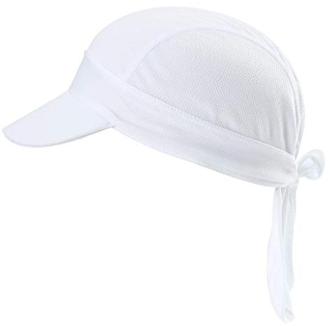 Arcweg Bandana Cap Kopftuch Mit Schirm Atmungsaktiv Pirat Kappe UV Schutz Verstellbar Bikertuch Radsport Mützen Schnelltrockned Weiß