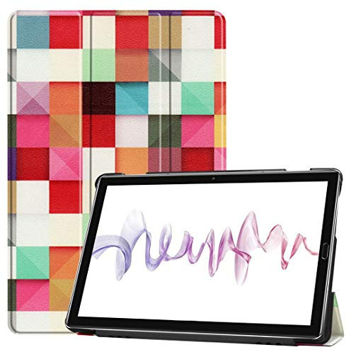 SATURCASE - Funda para Huawei MediaPad M6 10.8 (Piel sintética, función Atril, función de Encendido y Apagado automático), Color Negro KN-3