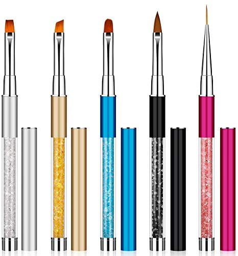Nagel Pinsel Nagelkunst Pinselset UV Gel Malerei Nail Design Pinsel Stift Strass Griffe Nagelstifte für DIY Nail Art Design 5 Stück