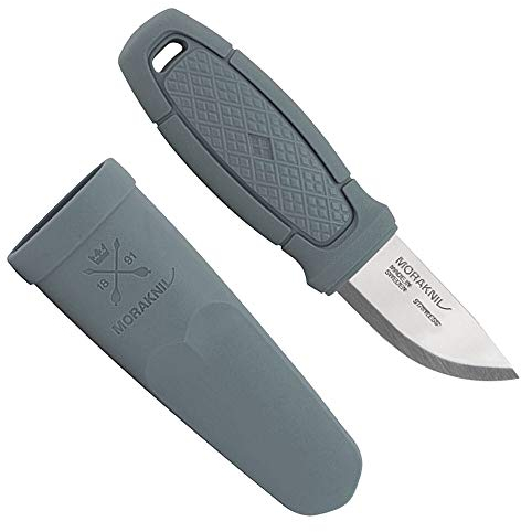 Morakniv Eldris Light Duty Messer Dusty Blue mit 5,4 cm Langer Edelstahlklinge aus 12C27 Sandvik-Stahl und rutschfestem TPE-Griff mit Einer Polymerscheide