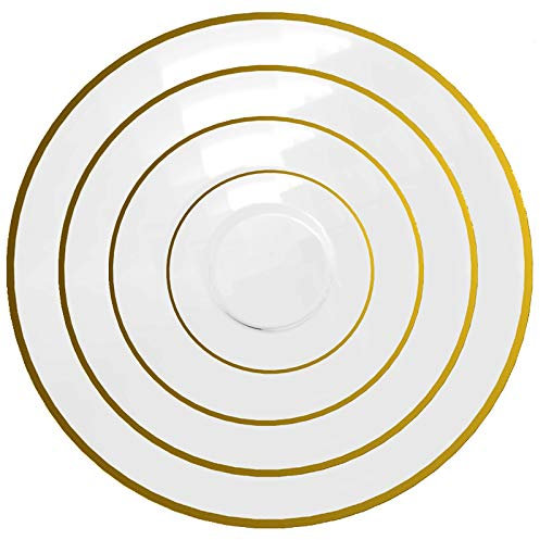 13108 Gold Silver Rim Charger Plate Dinner Plate Set Dessert Plate Food Safe