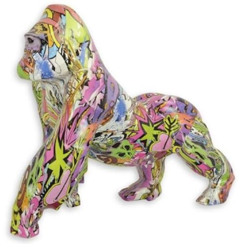 Casa Padrino Designer Kunstharz Dekofigur Gorilla AFFE Bunt 57,1 x 28 x H. 47,5 cm - Wohnzimmer Deko Skulptur - Deko Accessoires