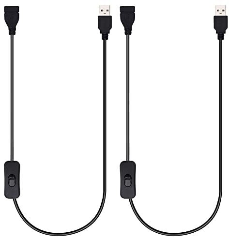 1.5M USB Cable with on/off switch, usb Male to Female Extension Cord For driving recorder, LED desk lamp, USB fan, LED strips (2 Pack)
