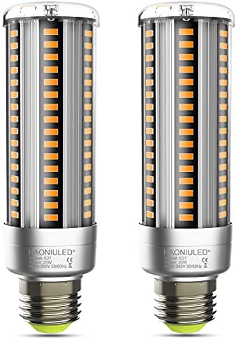 HAONIULED E27 LED 25W Warmweiß Led Mais Birnen 2700K 3000LM Ersatz 250W Glühlampe, LED E27 Maiskolben Glühbirnen Led Lampen Leuchtmittel E27 Led Birne Energiesparlampe, 2er Pack