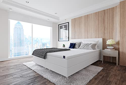 Best for Home Boxspringbett Polsterbett Sawana mit Bonellfederkern-Matratze und Topper Schlafzimmer (Weiß, 160x200cm)