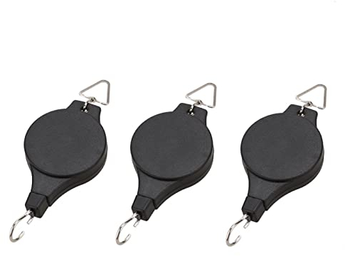 NSXIN 2/3 Stück Seilrolle Ampelaufzug Pflanzenlift Einziehbarer, Blumentopfhaken Verstellbarer Pull Down Aufhänger Haken Pflanzen Halter für Vogelhaus Blumenampel Drinnen Draußen (3 Stück)