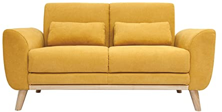 Miliboo Skandinavisches 2-Sitzer-Sofa in gelb Samt EKTOR