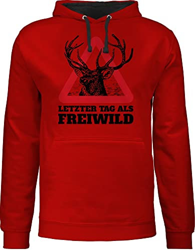 Shirtracer Pullover Herren Frauen Hoodie Kontrast zweifarbig - JGA Junggesellenabschied Männer - Letzter Tag als Freiwild - XL - Rot/Schwarz - jungesellenabschied bräutigam Pulli jungesselnabschied