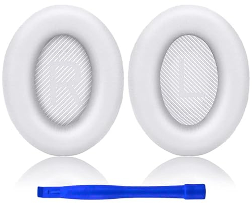 Ruikdly Ersatz Ohrpolster für Bose QuietComfort 35 ii Professionelle Earpads Original Ohrkissen Kompatibel mit Bose QC35 ii QC35 QC25 QC15 QC2 AE2 AE2i AE2w Ohrumschließende Over-Ear Kopfhörer-Weiß