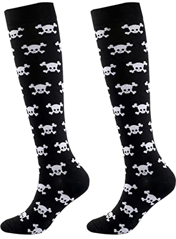 FGFD&OU Kompressionsstrümpfe für Damen und Herren Lustige Socken für Halloween Kompressionssocken Bunte Stützstrümpfe Socken für Laufen, Sport Radsport Jogging, geschenke für halloween(Stil6, S/M)