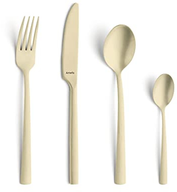 Amefa Besteckset MANILLE 16-teilig | Champagner | PVD Beschichtung| Edelstahl rostfrei | Besteck Set für 4 Personen | Klingenstahl 13/0, Edelstahl 18/0 | Mit Messer, Gabel, Löffel & Kaffeelöffel