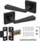 Decoranddecor Helix Square Door Handles – Aluminium Matt Black Internal Handle Sets with Fire-Rated Tubular Mortice Latch – Modern Design for Wooden Doors