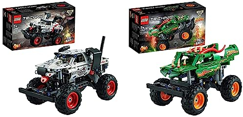 LEGO 42150 Technic Monster Jam Monster Mutt Dalmatian & 42149 Technic Monster Jam Dragon, Monster Truck-Spielzeug für Jungen und Mädchen, 2in1-Rennwagen für Offroad-Stunts und als Geschenk für Kinder