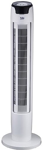BEKO, Ventilatore Colonna, 111 cm, Motore 45 W, Silenziatore 50-58 dBA, 6 livelli di velocità, Schermo digitale LCD bianco, 3 modalità, Telecomando, Funzione Oscillazione, Bianco