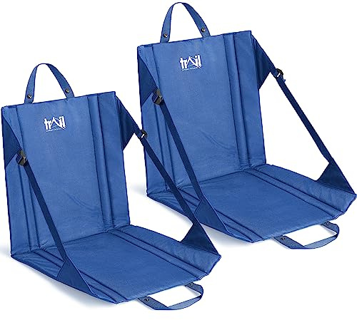 Trail Hiking Sit Mats with Backrests, Blue, 2 Pack | Set of 2 Sit Mats, Lightweight 500g Design, Padded EPE Foam Seat, Waterproof Base, 600D Polyester, Integrated Carry Handles