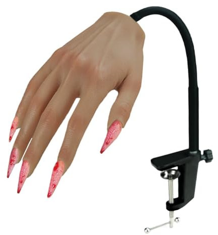 XMASIR Silicone Practice Hand for Acrylic Nails, Nail Pratice Hand with Stand Bracket, Realistic Fake Hand Model for Nails Art Practice Tool, right