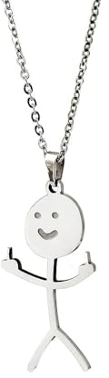 Ozmw 1 Stücke Silberne Smiley Finger Halskette, Lustige Graffiti Halskette, Mittelfinger Kette, Funny Geschenk für Einen Guten Freund