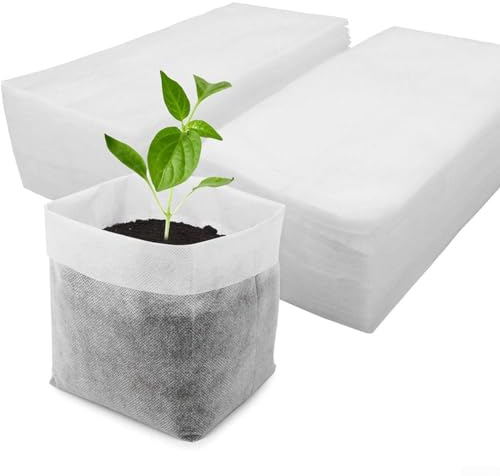 HEIBTENY 100Er-Pack Pflanzbeutel Vlies-Anbaubeutel Sämlingsbeutel Pflanztöpfe Biologisch Abbaubar Für Anbau Von Gemüse, Blumen, Obst, Pflanzen, Baumschule(24x27cm Folding)