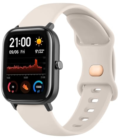 Amzpas Armband für Amazfit Bip/lite/Bip 3/Bip 3 Pro/Bip U Pro/Bip 5,20mm Neues Silikon Sport Ersatzarmbänder für Amazfit GTS/GTS 2/GTS 2 Mini/GTS 3/GTS 4/GTS 4 Mini/GTR Mini Damen Herren(Starlight)