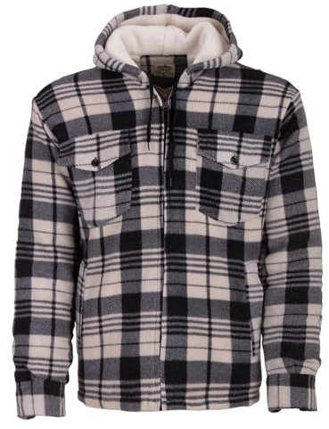 Henry Terre Holzfällerjacke Herren Hemdjacke Kapuze Arbeitsjacke Hemd Flanell Thermojacke Jacke Kariert Gefüttert M-3XL, Farbe:anthrazit, Größe:XXL