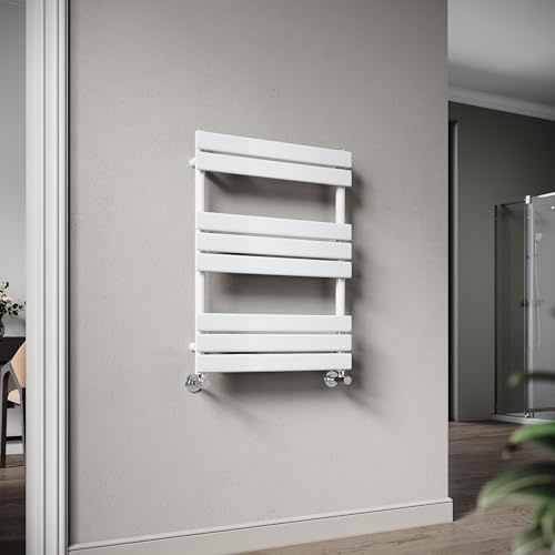 ELEGANT Flat Panel Heated Towel Rail White Bathroom Ladder Radiator 800 x 600 mm Central Heating Towel Radiator