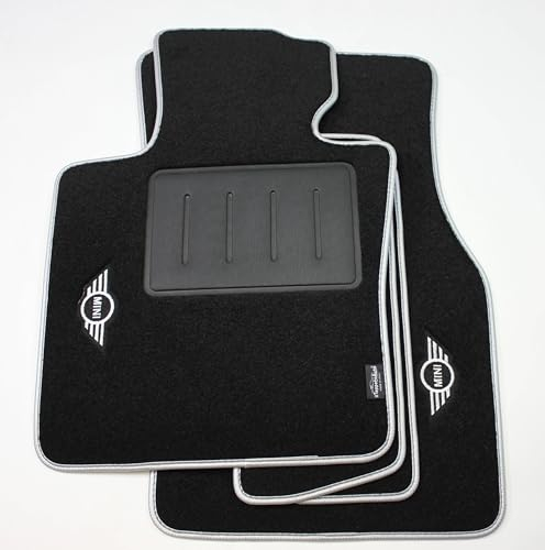 ilTappetoAuto® Fußmatten aus Teppichstoff, passgenau für Mini F56, 3-Türer ab 2014, Limited Edition, Edelstahl