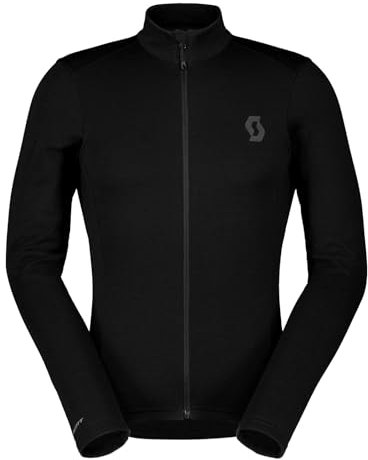 SCOTT Herren Outdoorshirt Langarmshirt Laufshirt Radshirt Funktionsshirt Trikot Gravel Warm Merino, Farbe:Schwarz, Artikel:-0001 Black, Größe:M