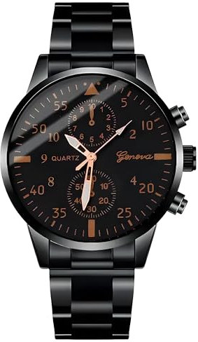 Retoo Armbanduhr Analog Herren Quartz mit Edelstahl Armband Herrenuhr Minimalistische Unisex Uhren Casual Outdoor Elegantes Klassische Geschenk für Männer und Damen Schwarz