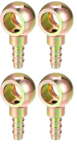 Hihaha Banjo-Bolzen Schlauchstutzenadapter/Innenbremskraftstoffleitung Adapter für Auto Motorrad/Langlebiges Metall 16mm ID 10mm OD / 4 Stück Bronze Ton
