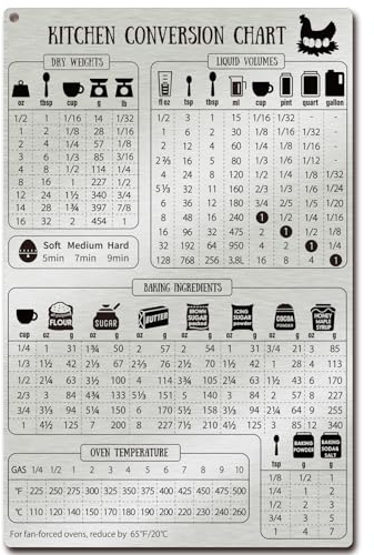 Magrooyar Kitchen Conversion Chart Magnet for Refrigerator, Stainless Steel Baking Ingredients Measurements for Baker, Vintage Kitchen Accessories Gadgets, CF001