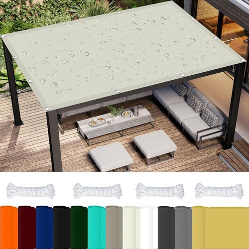 Filet Protection Balcon Piscine 4 x 8 m 98% UV Protection,Polyester, Filet d'ombrage Terrasse avec Oeillets avec Cordons pour Pergola, Fleurs, Patio Lawn., Ivoire