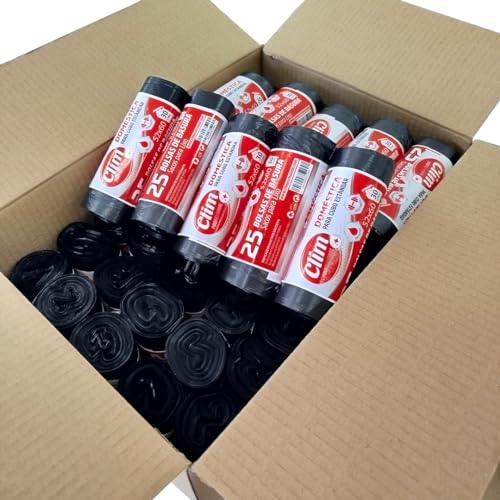 Clim Profesional 1250 Bolsas de Basura para Papelera de Oficina. 50 Rollos de 30 Litros Negras con Sistema Antigoteo y Refuerzo Especial. Sin Autocierre.