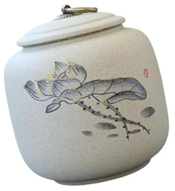 perfk Keramikdose mit Deckel, Teedose aus Porzellan,Teedosentee für Losen Tee,Tee-Aufbewahrungsbehälter für Gewürze, Pulver, Nüsse, Lotus Blatt, Lotus Blatt