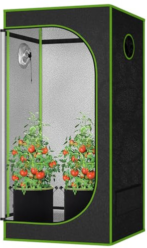QCR Growzelt 80x80x160cm Indoor-Wachstumszelt Anbauzelt Gewächshäuser Grow Tent aus hochreflektierendem Mylar mit Beobachtungsfenster und Bodenwanne Dual Zippers, 80x80x160cm